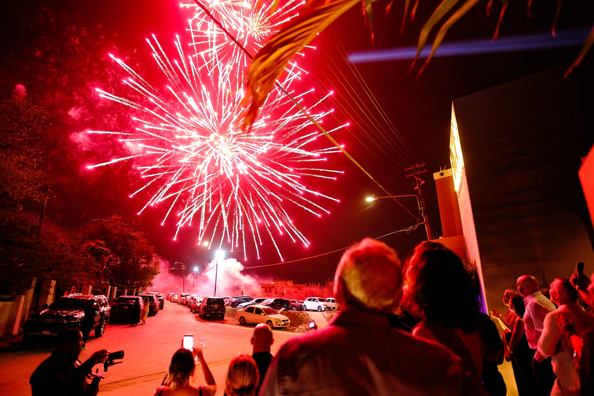 Fireworks over the restaurant during a celebration in Curaçao